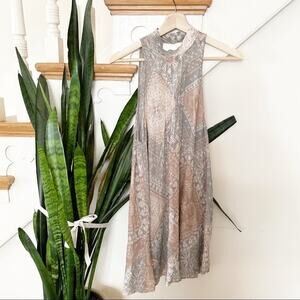 Free Poeple Mock neck Print Sleeveless Mini Dress